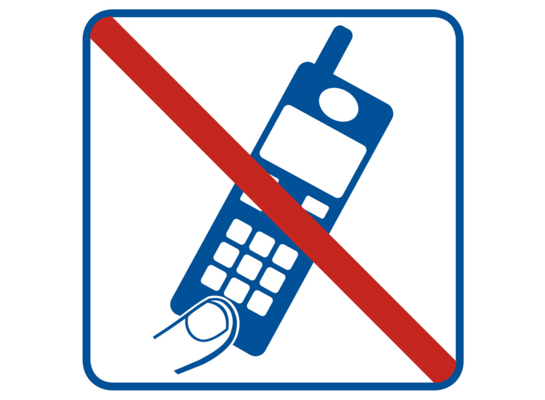 Oznaczenie "Zakaz używania telefonów komórkowych" 14,8 x 14,8