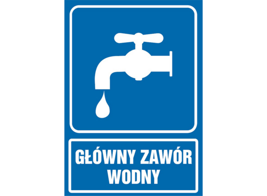 Oznaczenie "Główny zawór wodny" 14,8 x 21
