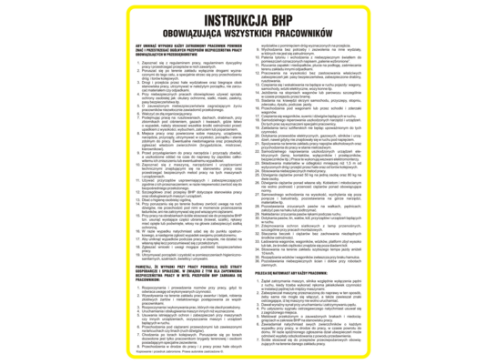 Oznaczenie "Instrukcja ogólna BHP obowiązująca wszystkich pracowników" 24,5 x 35