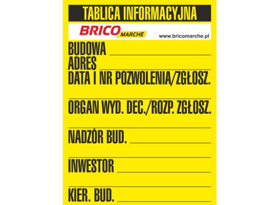 Oznaczenie "Tablica informacyjna" 70 x 90 Bricomarche
