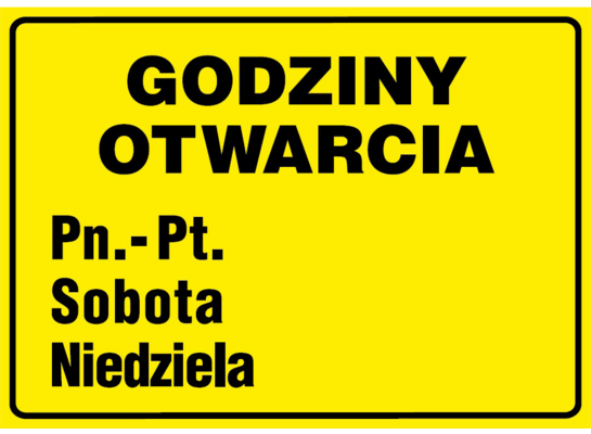 Oznaczenie "Godziny otwarcia" 21 x 29,7