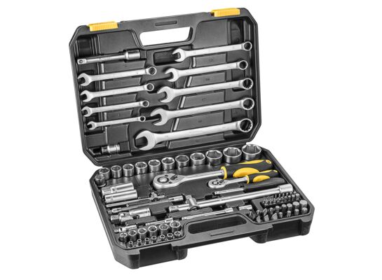 Klucz nasadowy 1/4", 1/2", zestaw 82 sztuki TOPEX
