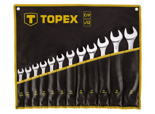 Klucz płasko - oczkowy 13 - 32 mm, zestaw 12 sztuk TOPEX