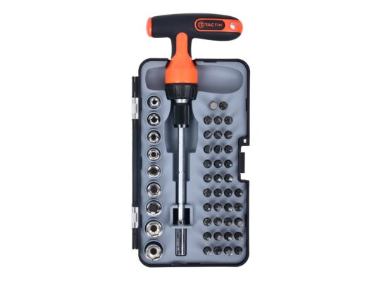 Zestaw bitów i nasadek + wkrętak T 900181 48 sztuk Tactix