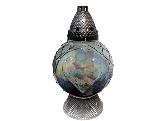 Znicz szklany z wkładem szary 29 cm 120 g