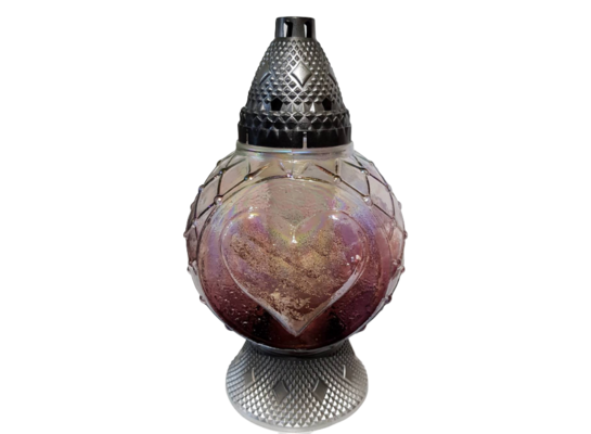 Znicz szklany z wkładem wrzosowy 29 cm 120 g