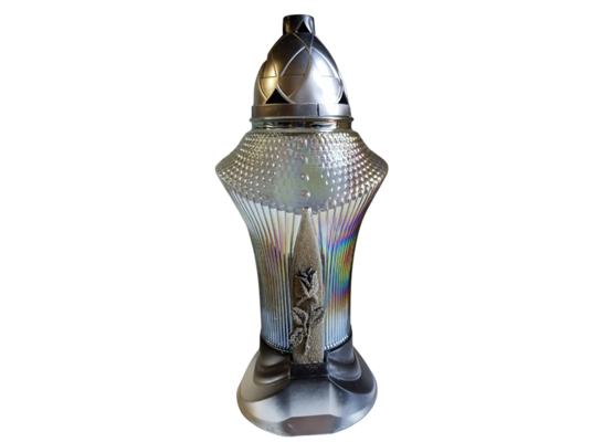 Znicz szklany z wkładem szary 38,5 cm 200 g