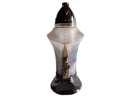 Znicz szklany z wkładem wrzosowy 38,5 cm 200 g