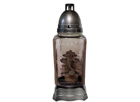 Znicz szklany z wkładem wrzosowy 37 cm