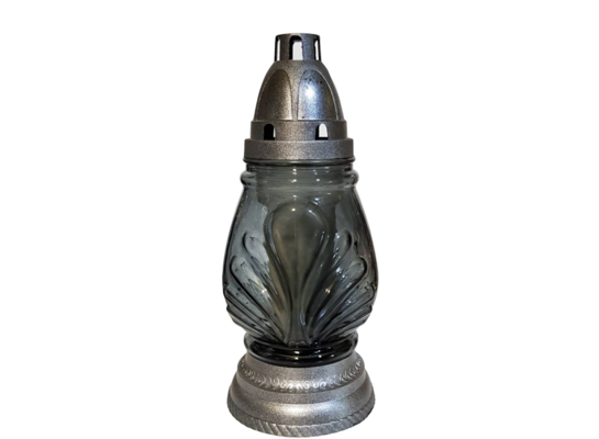 Znicz szklany z wkładem szary 24,5 cm 90 g