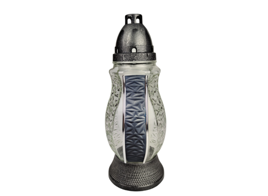 Znicz szklany z wkładem czarny-satyna 44h