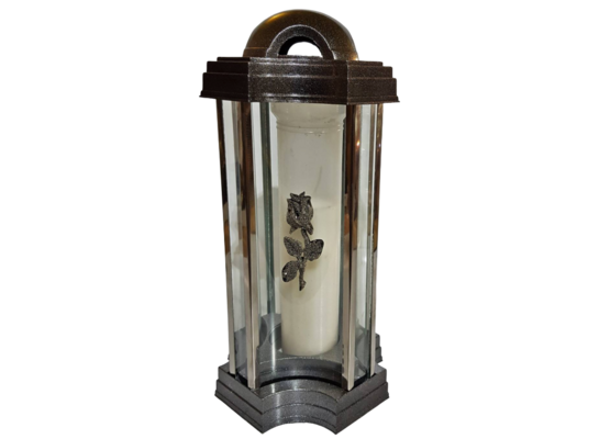 Znicz szklany Kapliczka bez wkładu 34,5 cm brązowy