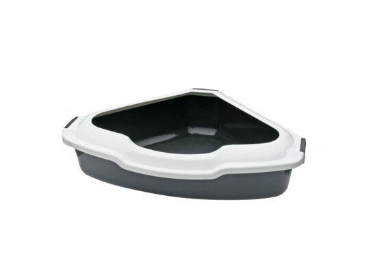 Kuweta dla kota narożna 56 x 43 x 14 cm szara happet