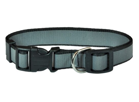 Obroża dla psa szara 2,5 cm odblaskowa happet