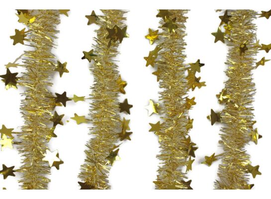 Girlanda Noel gwiazdki złota Ø5,5 cm z aplikacją Ø12 cm, 2 m 