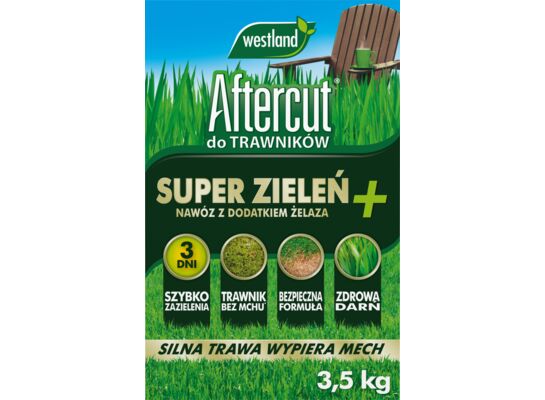 Nawóz do trawników super zieleń z dodatkiem żelaza 3,5 kg/100 m² Aftercut