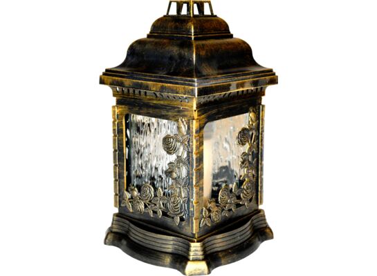 Znicz szklany w plastikowej obudowie kapliczka złoty 26 cm róża ADMIT