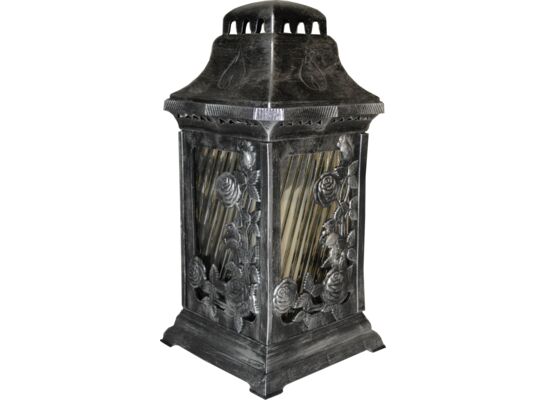 Znicz szklany w plastikowej obudowie srebrny 35 cm róża ADMIT