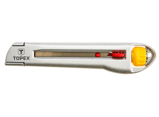 Nóż z ostrzem łamanym 18 mm, metalowy korpus TOPEX