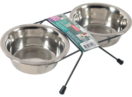 Zestaw 2 misek Inox 350 ml + stojak metalowy ZOLUX
