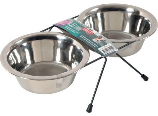 Zestaw 2 miski Inox 700 ml + stojak metalowy ZOLUX
