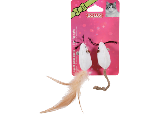 Zabawki dla kota - 2 myszy z piórkami 5 cm ZOLUX