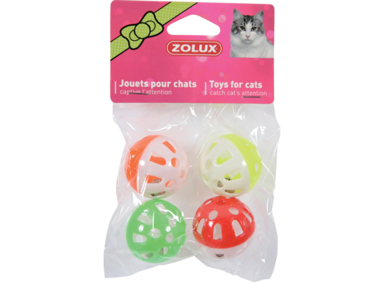 Zabawki dla kota - zestaw 4 kul z dzwonkami 3 cm ZOLUX