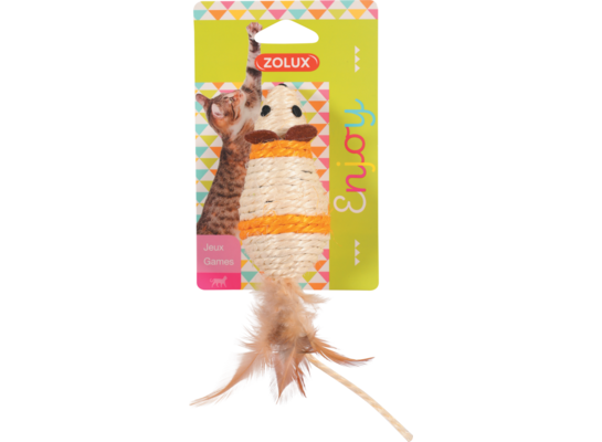 Zabawka dla kota myszka sizal z piórkami ZOLUX