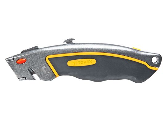 Nóż z ostrzem trapezowym, 6 ostrzy, metalowy korpus TOPEX
