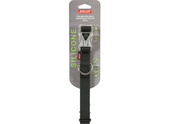 Obroża silikonowa regulowana 25 mm czarny ZOLUX