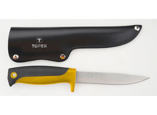 Nóż uniwersalny, ostrze 120 mm, skórzana kabura TOPEX