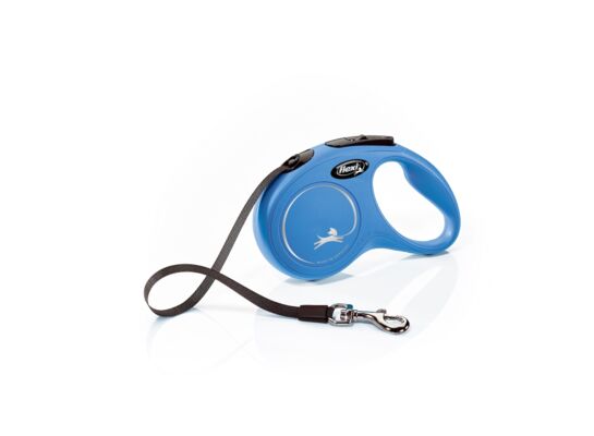 Smycz automatyczna NEW CLASSIC taśma S 5 m niebieska FLEXI