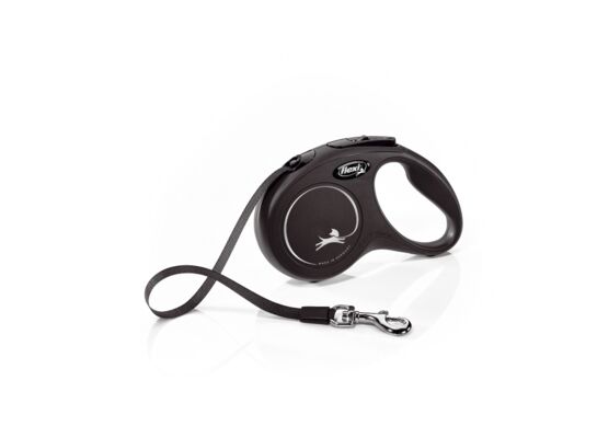 Smycz automatyczna NEW CLASSIC taśma S 5 m czarna FLEXI