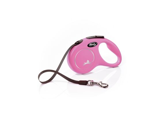 Smycz automatyczna NEW CLASSIC taśma S 5 m różowa FLEXI