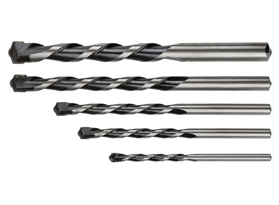 Wiertła do betonu 4 - 10 mm, zestaw 5 sztuk, końcówka motylkowa GRAPHITE
