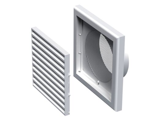 Kratka wentylacyjna z siatką 188 x 188 mm biała