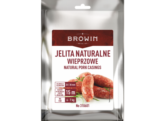 Jelita naturalne wieprzowe kaliber 28 / 30 mm 15 m Browin