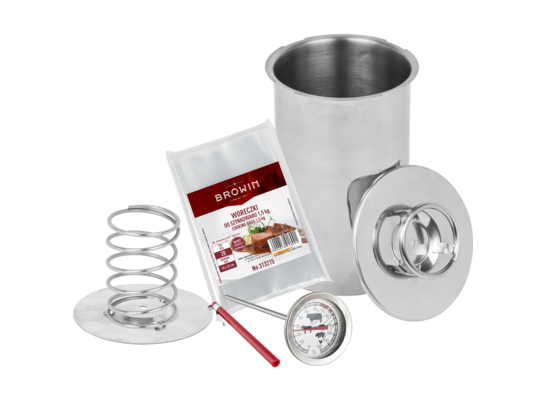 Zestaw: szynkowar 1,5 kg, termometr, worki 20 sztuk Browin