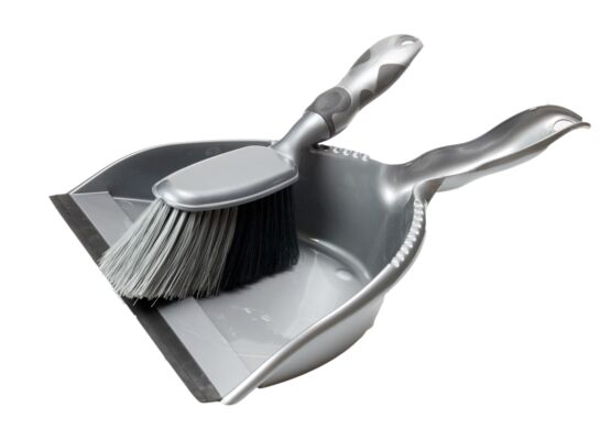 Zmiotka + szufelka z gumką silver Pucuś