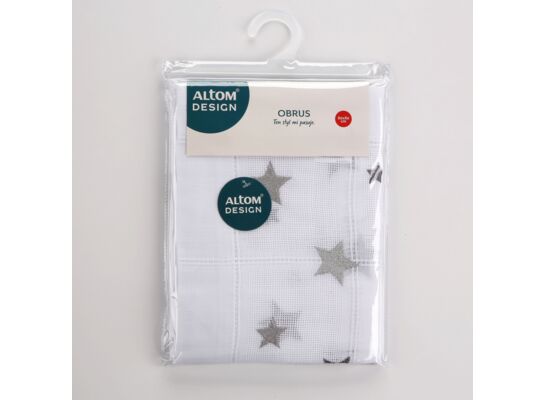 Obrus biały 80 x 80 cm srebrne gwiazdki