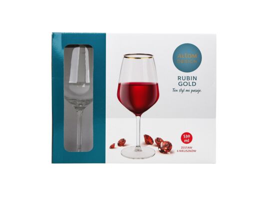 Komplet kieliszków Rubin gold wino czerwone 530 ml 6 sztuk