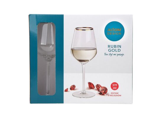 Komplet kieliszków Rubin gold wino białe 370 ml 6 sztuk