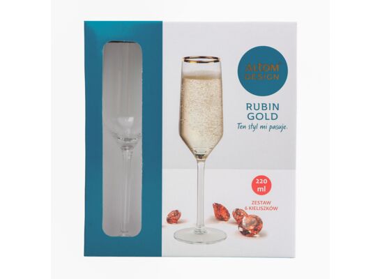 Komplet kieliszków Rubin gold szampan 220 ml 6 sztuk
