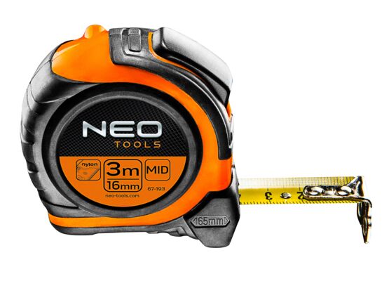 Miara zwijana stalowa 3 m x 16 mm, magnes, dwustronny nadruk NEO