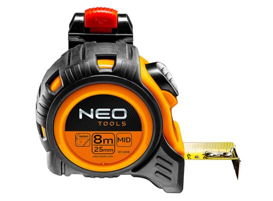 Miara zwijana stalowa 8 m x 25 mm, autostop, zaczep NEO