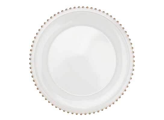 Podkładka pod talerz ze złotymi perełkami śr. 33 cm biała