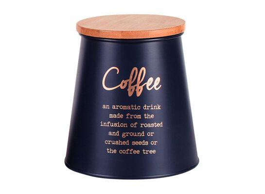 Puszka stożkowa Coffee granatowa z pokrywą bambusową 