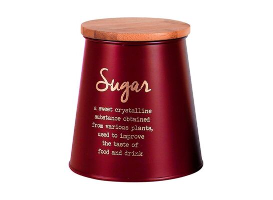 Puszka stożkowa Sugar czerwona z pokrywą bambusową 