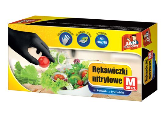 Rękawiczki nitrylowe czarne M 50 szt. Jan Niezbędny