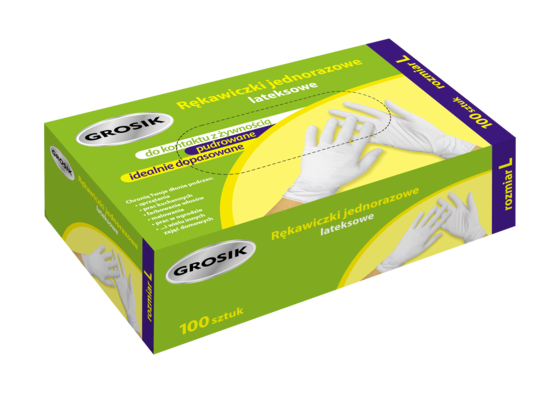 Rękawiczki lateksowe rozmiar L 100 szt. Grosik